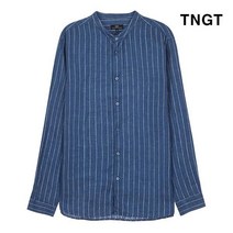 TNGT 95 사이즈 블루 스트라이프 린넨 셔츠