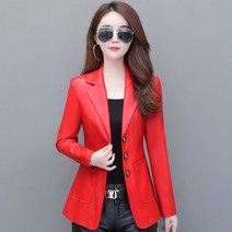 여성가죽자켓 슬림 카라 캐주얼 출근룩 재킷 여자 가죽 오피스룩 빅사이즈 M~5XL