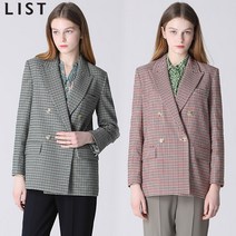 리스트 리스트 비스코스 체크 더블 브레스트 재킷