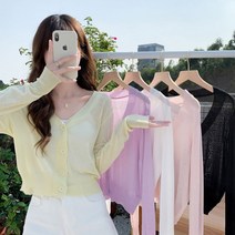 비치웨어 파스텔톤 얇은 가디건, 보라