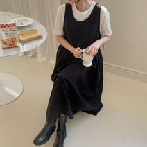 기타브랜드 네쥬 여성 봄 여름 라운드 플레어 데일리 나시 롱 원피스