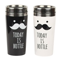 이중진공 보온보냉 캐릭터 텀블러 스텐 머그 컵 콧수염, 420ml, 화이트