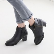 천연소가죽 5cm 청키 지퍼 워커힐 여성워커 심플 여자