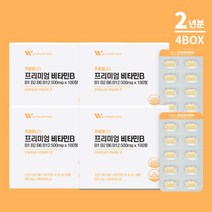 만성 피로 스트레스 무기력함 개선 에너지 보충 에 좋은 대용량 고함량 프리미엄 활력 비타민 비군 B1 B2 B6 B12 일일 권장량 최대치 110%, 4BOX(2년분)