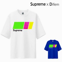 슈프림 정품 5부오버핏반팔 슈프림네온박스 M~5XL 빅사이즈 남녀공용 반팔티셔츠