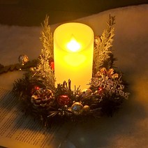 LED 캔들 레드 솔방울리스 세트 소형 크리스마스 장식 홈파티 인테리어 소품, 단품