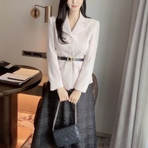 비비미미 고급 디오 라인 자켓 벨트 세트 봄 결혼식 복장 하객룩 투피스 셋업 상견례 옷차림