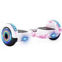 외발전동휠 Hoverboard 6.5 인치 블루투스 led 스마트 호버 어린이를위한 두 바퀴 선외 성인 강력한 모터 자기 균형 전기 스쿠터, 위장 핑크