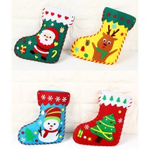 연아트 크리스마스 양말 만들기 재료 4인 가방 펠트 부직포 산타 트리 눈사람 루돌프 유아 어린이 양말가방, 4개, B_04_펠트양말_산타