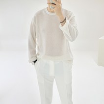 아도르클래식 메시 비치 4컬러 라운드 세미 오버핏 긴팔 니트