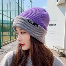 ANYOU 여성 모자 비니 모노그램 라벨 비니 가을 윈터 니트 버킷햇