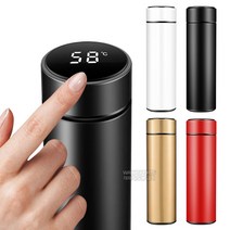 셀바이 스텐sus304 스마트 온도계 LED텀블러 500ml, 골드