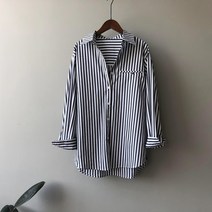 아이엠몽 여성 캐주얼 스트라이프 세로줄 패턴 소프트 와이셔츠 프릿