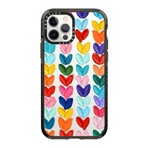 CASETiFY 아이폰 12/아이폰 12 프로용 임팩트 케이스 - 양자리 모스 스티커 - 투명 블랙, Clear Polka Daub Hearts