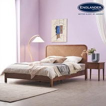 잉글랜더 메리미 헤링본 고무나무 원목 침대(Sweet Slumber 스탠다드 필로우탑 매트-K), 월넛+매트(BG), 침대+매트