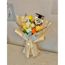 [졸업식꽃다발] 졸업꽃다발 초등학교졸업꽃다발 유치원졸업꽃다발 유치원졸업식 초등학교졸업식 비누꽃다발 졸업선물 초등학생졸업꽃다발 유치원생꽃다발 학사모인형 학사모졸업꽃다발 유치원꽃다발, 선택없음, 옐로우