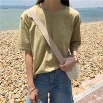 15색 4사이즈 하의학원 베이직 루즈핏 풀오버 솔리드 반팔티셔츠여