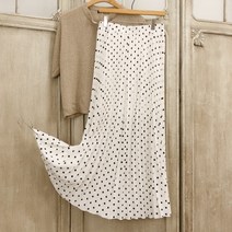 도트스판 밴딩 a라인 피아노 플리츠 주름 롱스커트