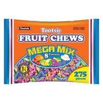Tootsie Pops 투시팝 후르츠 츄 메가 믹스 8가지 맛 275피스 1.81kg 캔디 Fruit Chews, 1세트