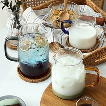내열 유리컵 컬러 손잡이 저그 카페 머그컵, 블루(400ml)