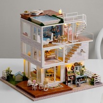 miniyo 심플라이프 3층하우스 DIY 미니어처하우스 만들기 오르골포함 보호케이스 풀세트 한글설명서 당일발송