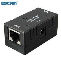 PoE 인젝터 스플리터 Escam 10m100mbp 패시브 poe 전원 이더넷 rj-45 인젝터 스플리터 cctv ip 카메라 네트워킹 용 벽 장착 어댑터, 검은색