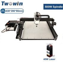 트리머 라우터 목재라우터 무선라우터 전기라우터 TWOWIN CNC 밀링 머신 레이저 프린터 타각기 금속 조각 절단 목재 라우터 500W, 12.AL 40W Laser - With offline