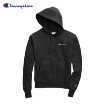 Champion GF68 리버스위브 후드티셔츠 스몰 로고 블랙