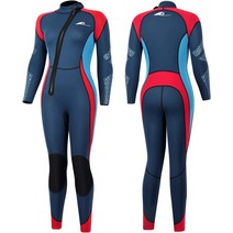 프리다이빙슈트 웻슈트 웻수트 Zeraty 여성용 잠수복 3mm 네오프렌 풀 다이빙 수트 전면 지퍼 전신 보온, 01 아쿠아 블루_02 Small