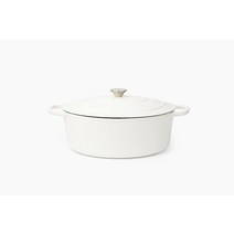 Larder & Vine 에나멜 주철 더치 오븐 뚜껑 포함 - 논스틱 오버사이즈 손잡이 돔 뚜껑 빵 제작용 타원형 7.5L/8쿼트/화이트 575919, 8 QT_White
