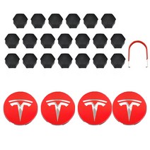 테슬라 휠 스티커 휠캡 허브캡 휠 커버 모델 3 S X, Red Silver