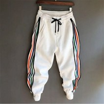 남성용 스트라이프 패치워크 하렘 바지