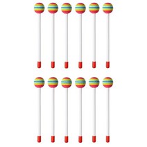 드럼 패드 롤리팝 드럼 말렛 스틱 Orff 타악기 어린이용 뮤지컬 장난감 12 개, 01 Multicolor
