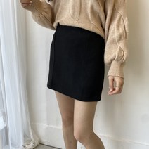 업쓰 여성 니트 슬림 H라인 절개 미니 스커트