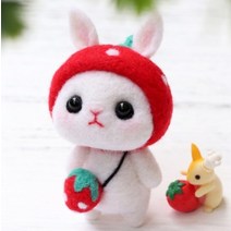 코바늘뜨기 인형 소품 만들기 DIY 동물친구 양모펠트 키트(딸기토끼), 상세페이지 참조