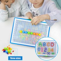 XIAORONG 모자이크 페그 보드 어린이 교육 장난감 296pcs 버섯 손톱 지그 소 퍼즐 학습, 1개, 296개