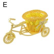 라탄 바구니 장바구니 도매 큰 바퀴 라운드 수레 꽃병 화분 컨테이너 작은 자전거 꽃 냄비, e