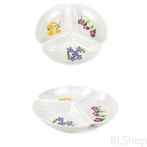 예쁜 반찬 3절 나눔 칸칸 그릇 접시 멜라민 대형