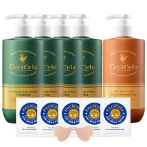 [쎄씨쎌라] 리프레싱 vervena 바디필링 500ml 4개 / 샤워젤 블랙베리앤베이 향 1개 + 기미쿨링패치 5회분