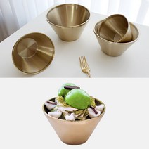 [쿠커스 판다] 골드 티타늄 이중 빙수볼 4 SIZE (스텐 접시 디저트볼 스탠 샐러드볼 그릇) 한정식기 한식기, 14cm