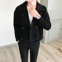 무늬 캐주얼 슬림 키작은 코디 남자 체크 하운드투스 코트 하프 키큰 빈티지 아우터 반