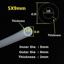 정원 물 호스 투명 비닐 분수 나선 점적 천막 원예 화분 가든 연결 고압 실리콘 튜브, 5x9mm, 1m