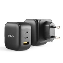 MINIX NEO P1 66W GaN Wall Charger 초고속 멀티 충전기 (플러그2종), 블랙