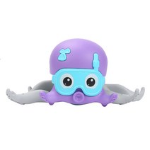 OIOI 시계 태엽 뜨 장난감을 가진 아이들을 위한 문어 입욕 드래그 앤 슬라이드, 자주색