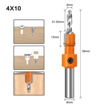 스크류 도끼 장작쪼개기 장작스크류 목공 목재1pcs 810mm 생크 hss 카운터 싱크 라우터 비트 세트 나사 밀링 커터 금속 합금 드릴 비트 렌치, 4mmX10mm
