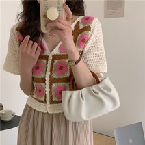 브이넥 플라워 자수 패턴 니트 가디건 A37602