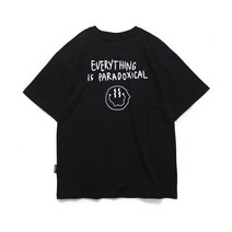 남자 여자 쿨 면 봄 반팔티 티셔츠 앱놀머씽 SMILE23 T-SHIRT (BLACK)