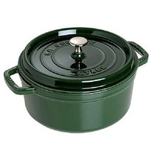 Staub 주철 무쇠 양수냄비 Cocotte 스타우브 인덕션 대응, Basil Green, 2.75쿼트
