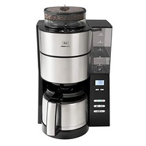 Melitta AromaFresh 1021-12 필터 커피 머신 보온 용기 및 통합 그라인더 약 10컵, 유리병, 메탈릭 그레이