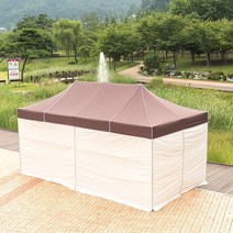 행사천막 야외 포장마차 골조+지붕+일반벽면 캐노피 함마톤 풀세트 스틸 실내 옥상 그늘막 천막 테라스, 32mm스틸 민자풀 3X4.5_갈백갈